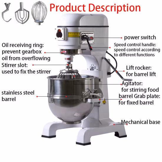 Máquina de panadería eléctrica, equipo de panadería Industrial, soporte en espiral, mezclador de masa para hornear pasteles de huevo planetario de alimentos para Cocina